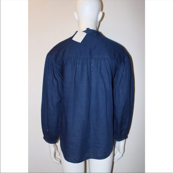 J.Crew Gathered Top Indigo Gauze Sz 0 2 - Picture 2 of 8